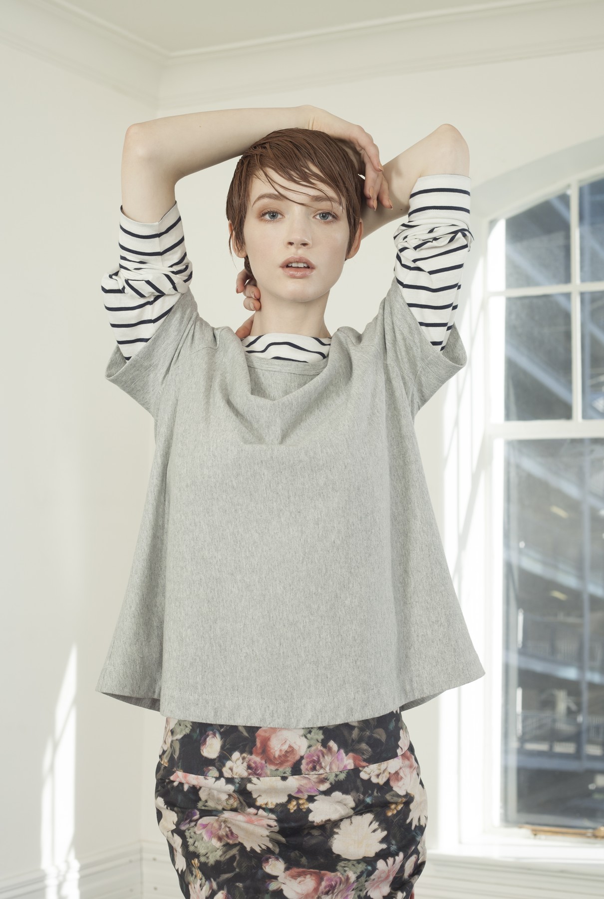 swing tee shirt/grey marle