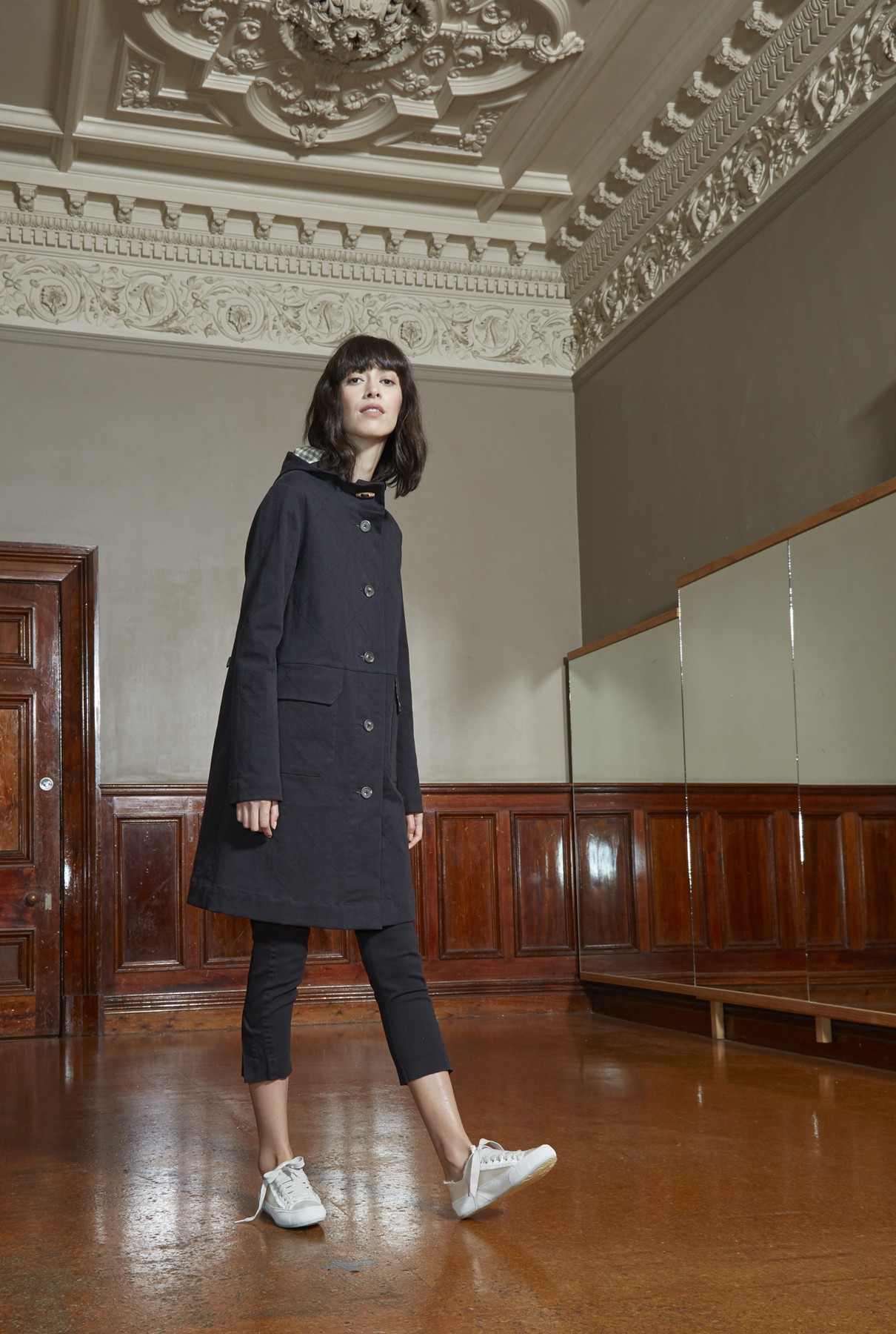 Quilted duffle coat/french navy AW18